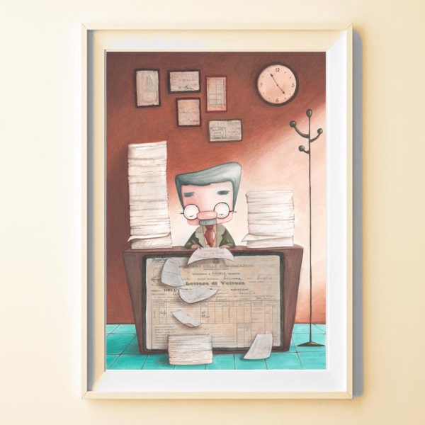 Illustrated print Old employee