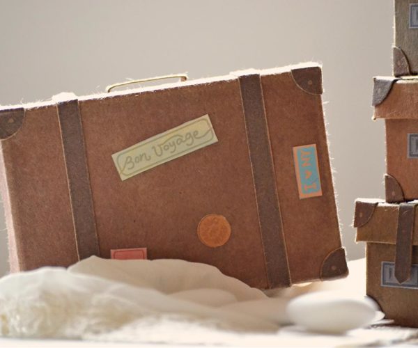 Miniature cardboard suitcase