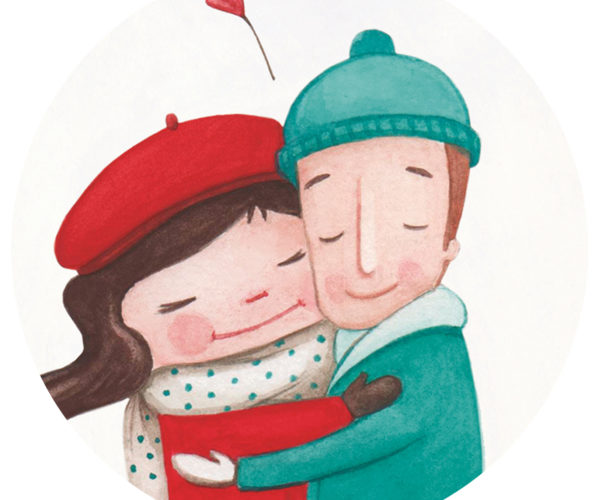 Illustrated print Warm embrace - Details