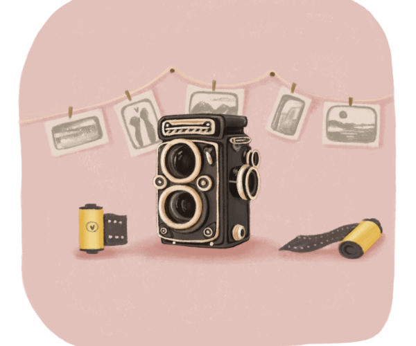 Illustrated print Vintage camera