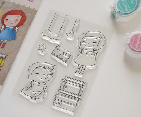 Clear stamps set Kids and book